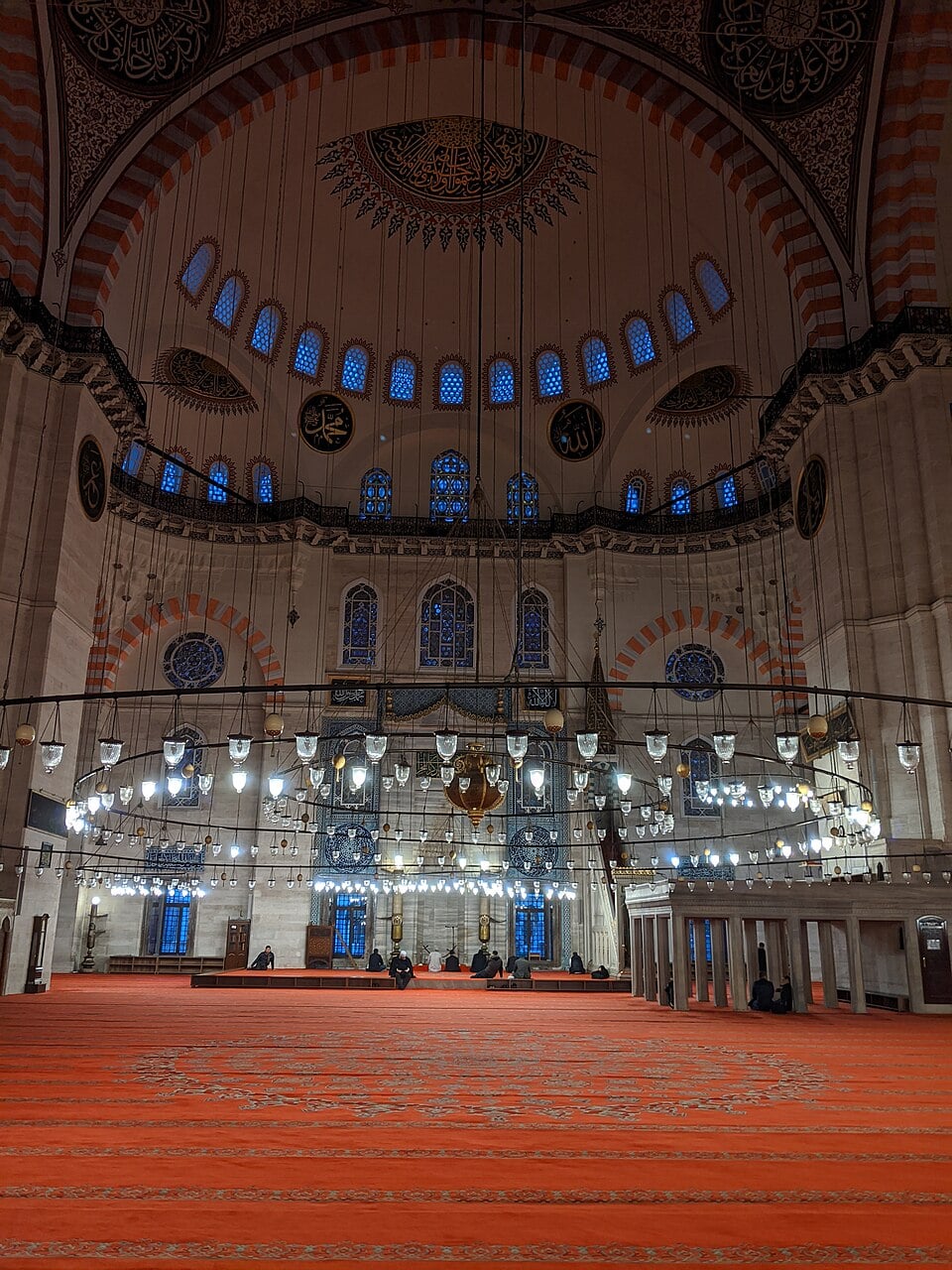The prayer hall of the Süleymaniye Mosque, Istanbul.
